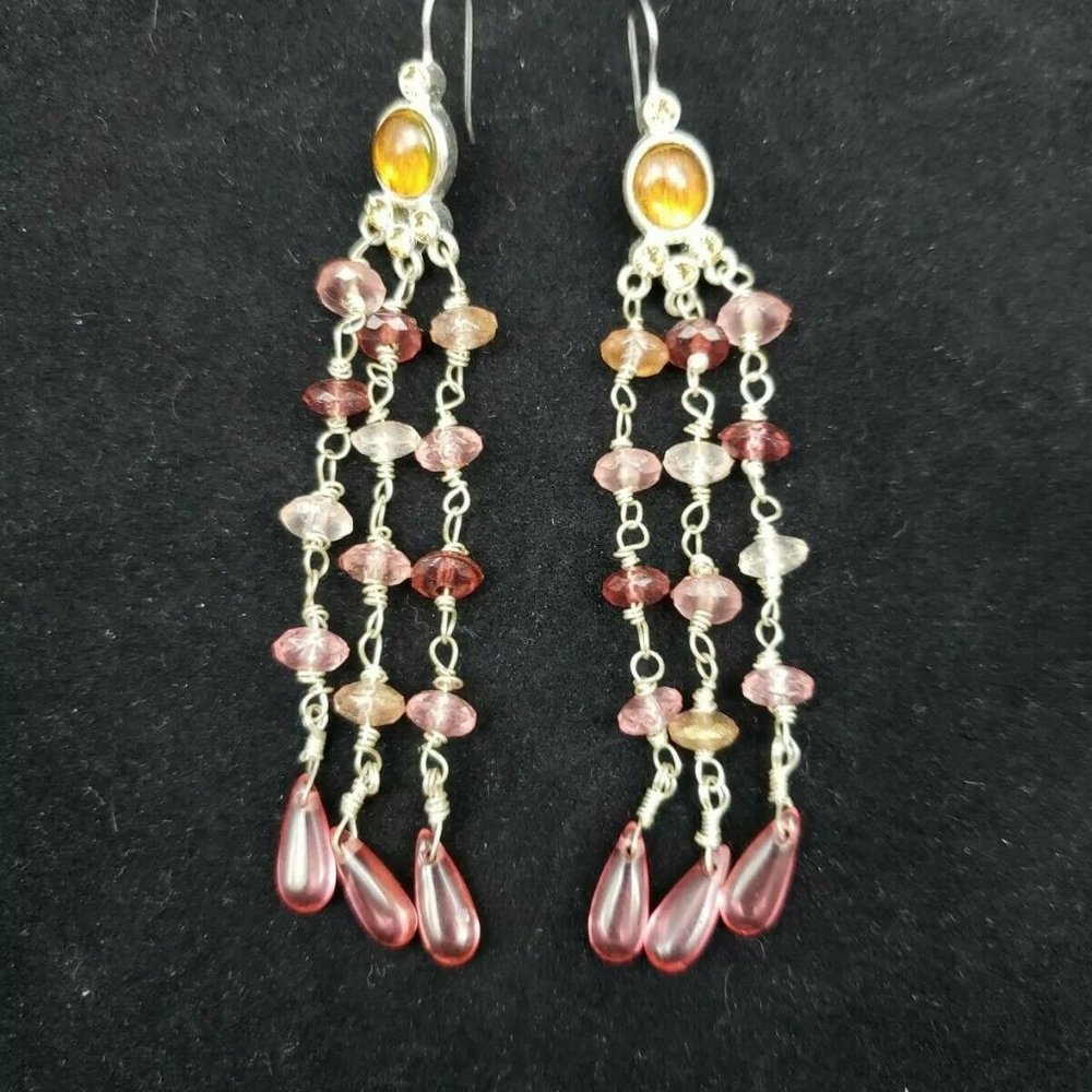 Pink Chandelier French Hook Pierced Earrings with